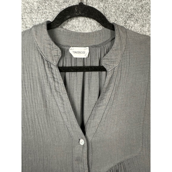 Tendencies Gauze Dress Womens One Size Grey Tiered Babydoll Mini Made in Italy - Picture 5 of 13
